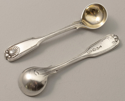 Indian Colonial Silver Salt Spoons (Pair) - Hamilton & Co, Calcutta